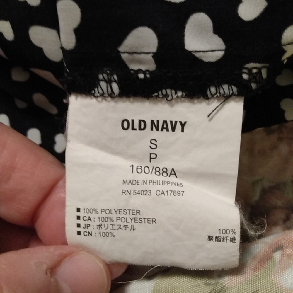 Old Navy Women's Shirt Dress Size Small Black White Hearts Long Sleeve pockets